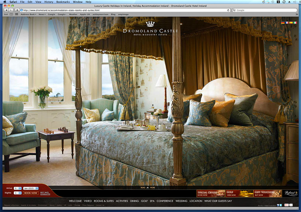 Media use: Worldwide web - Accommodation at Dromoland Castle.