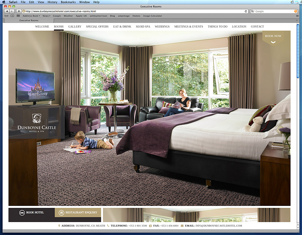 Screen shot of the Executive Rooms page on Dunboyne Castle Hotel's website.