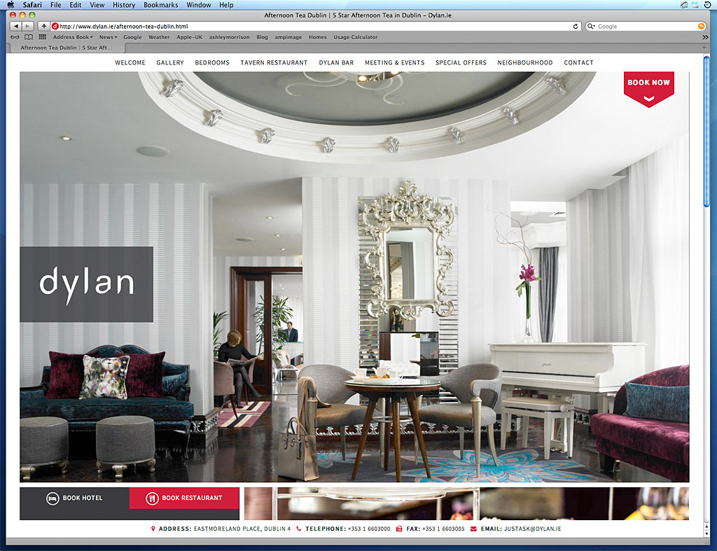 Media use: Worldwide web - Afternoon tea at the Dylan Hotel in Dublin.
