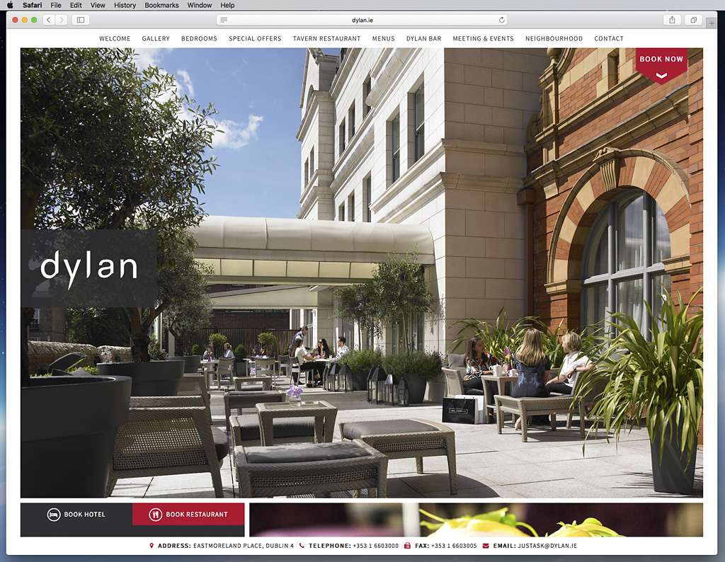 Screen shot of the Experience suite page on the Dylan Hotel's website.