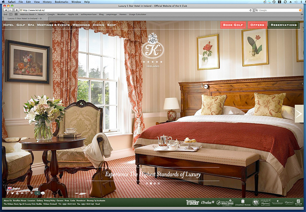 Home page on the Killarney Park Hotel's website.