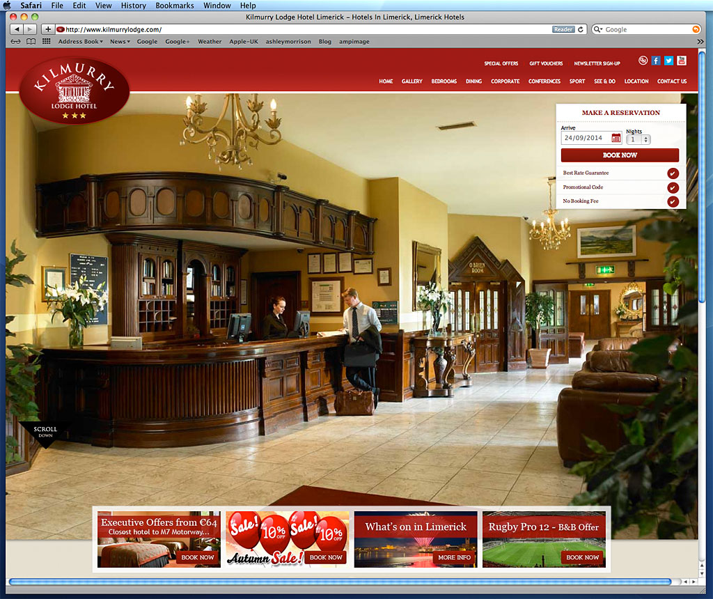 Media use: Worldwide web - the Kilmurry Lodge Hotel in Limerick.