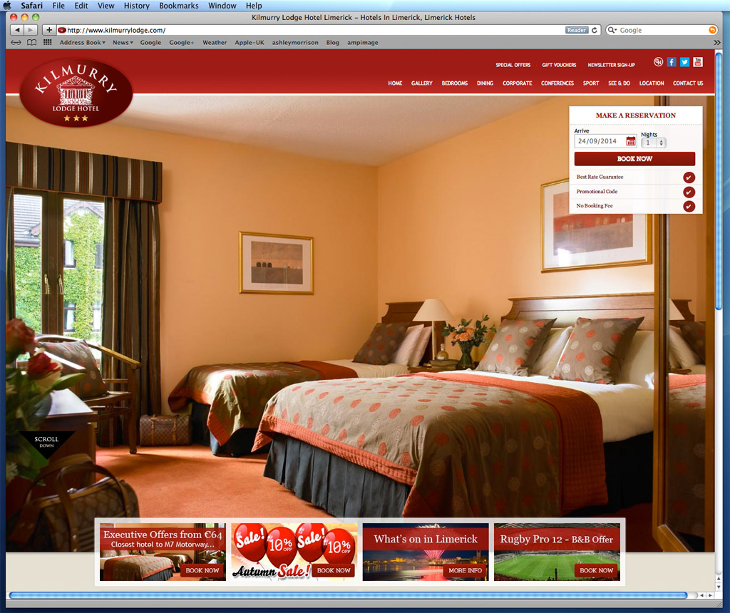 Media use: Worldwide web - the Kilmurry Lodge Hotel in Limerick.