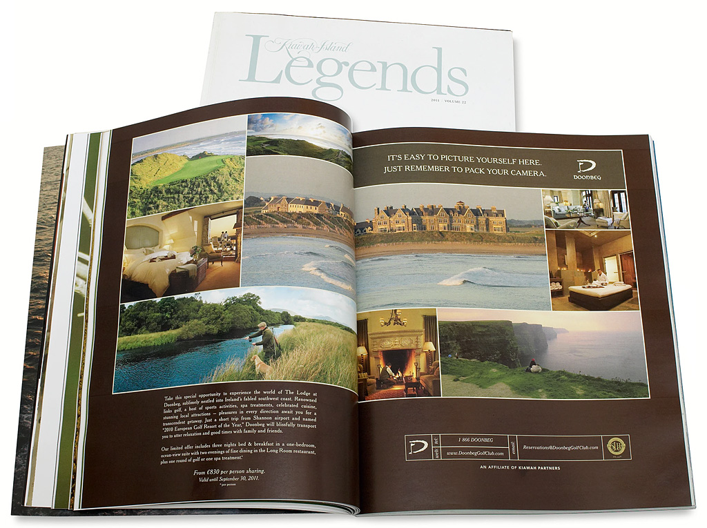 Double page spread advertisement for the Lodge at Doonbeg in Volume 22 of the Kiawah Island Legends magazine.