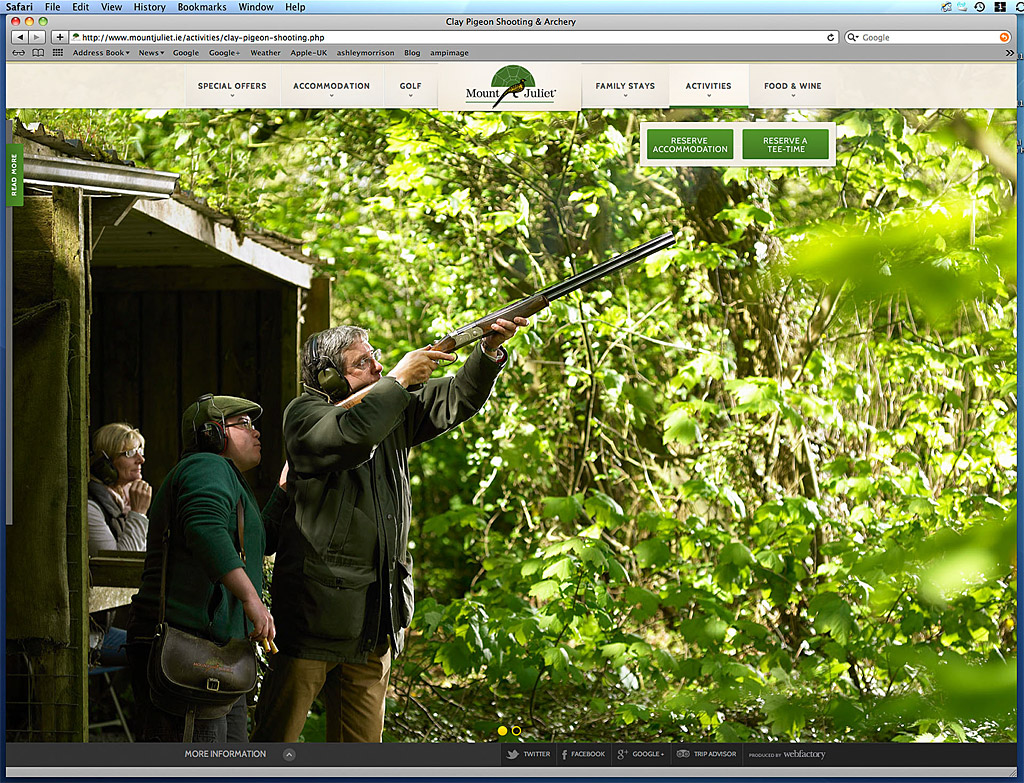 Media use: Worldwide web - Clay pigeon shooting at Mount Juliet Country Estate in County Kilkenny by Ashley Morrison.