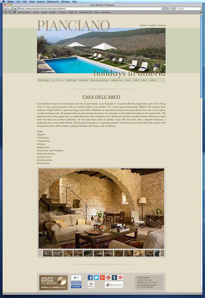 Screen shot of how our work was used on the Casa dell'Arco page of Pianciano in the Umbria Region of Italy's website.