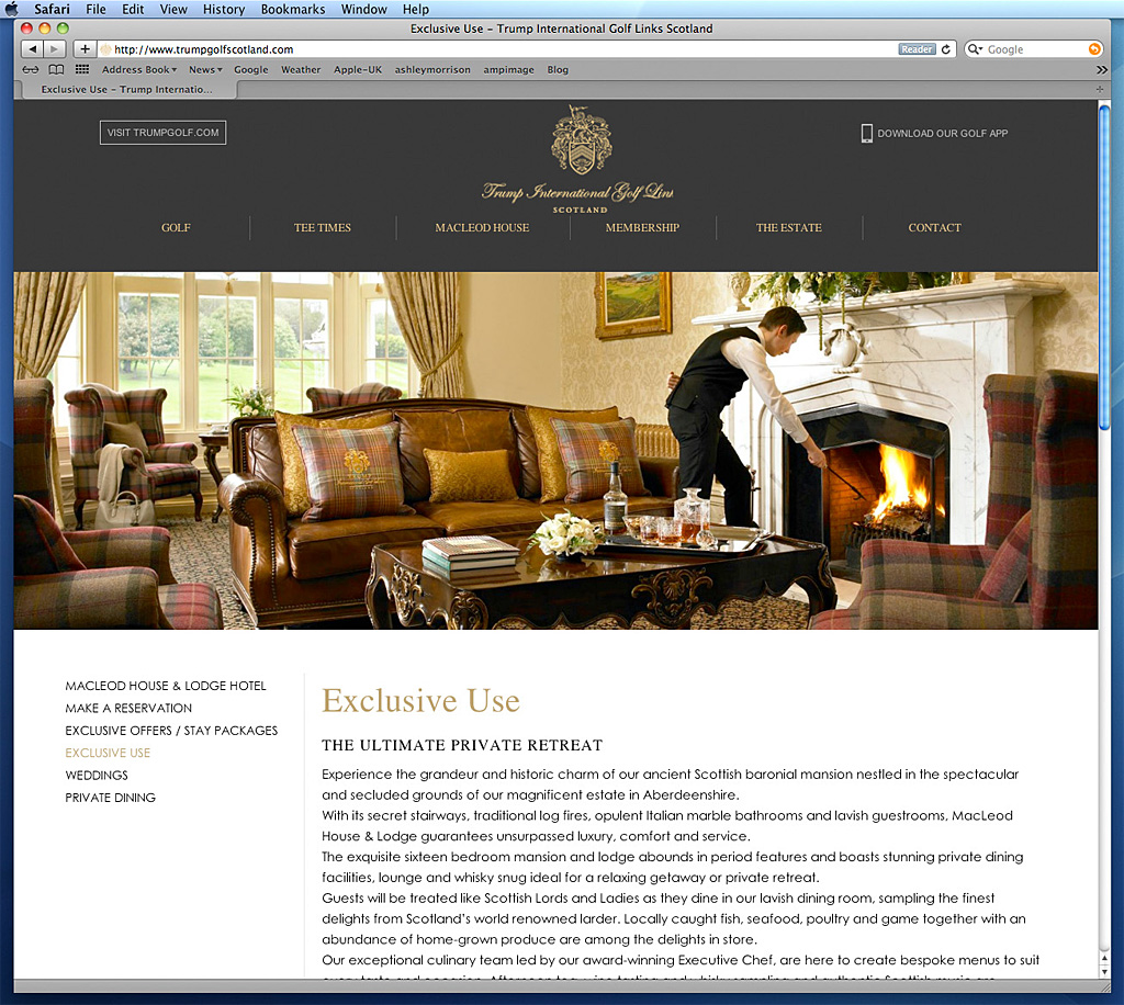 Screen shot of the Classic Rooms & Classic Family Rooms page on the Killarney Park Hotel's website.