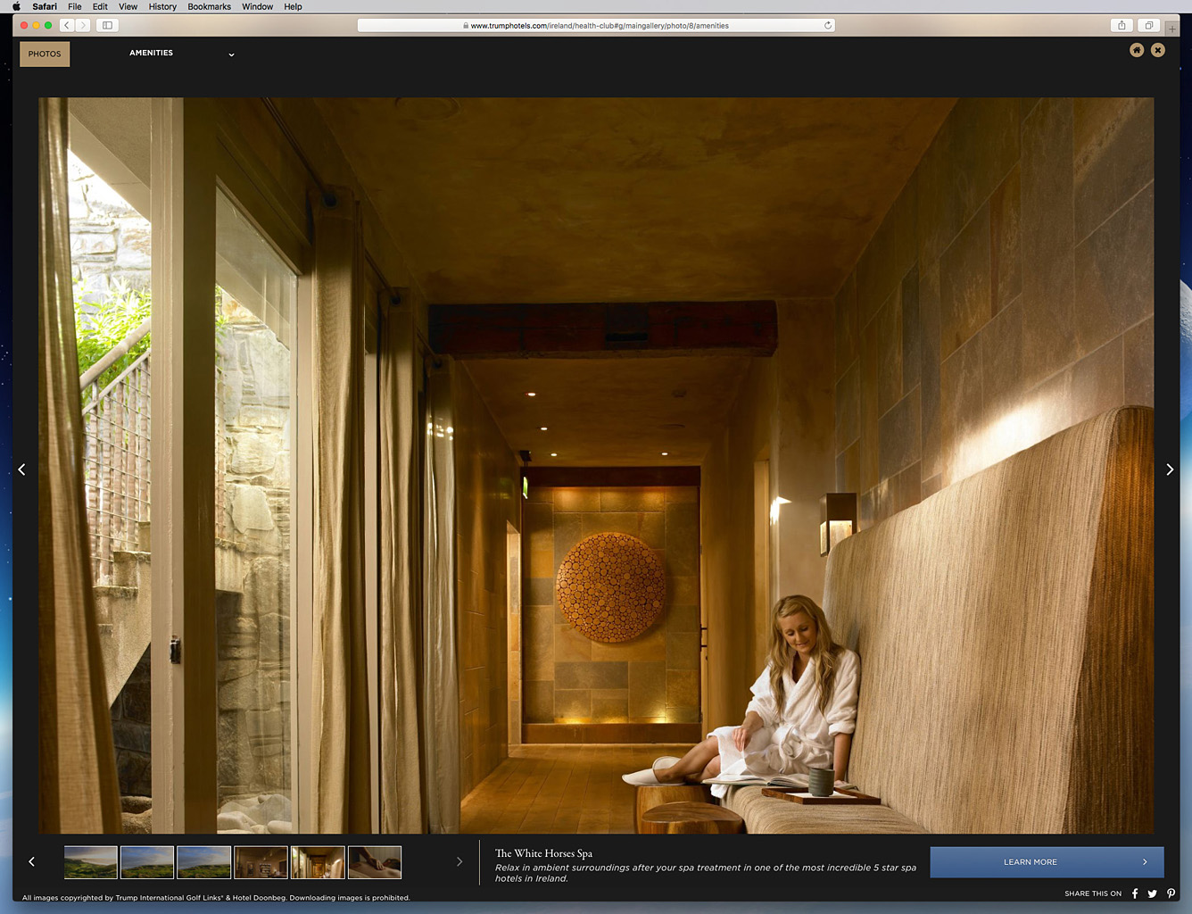 Our work as seen on 'The White Horses Spa' page of the Trump International Golf Links & Hotel in Ireland's website.